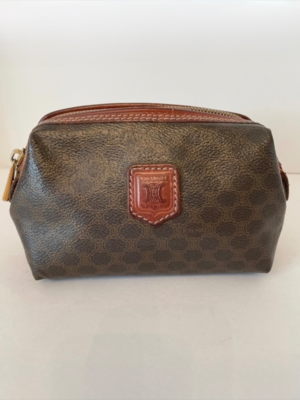 Celine Macadam Framed Pouch Vintage Brown